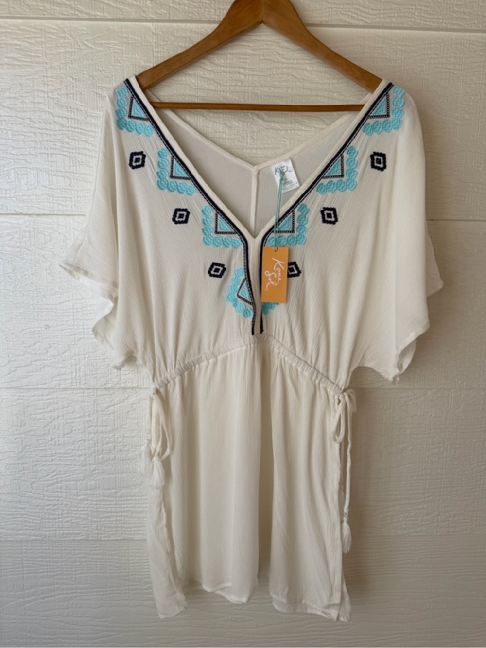 Kona Sol White Embroidered Swim Cover Up Dress S NWT